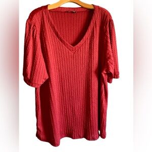BloomChic V-neck short sleeve brick red top 18/20 NWOT